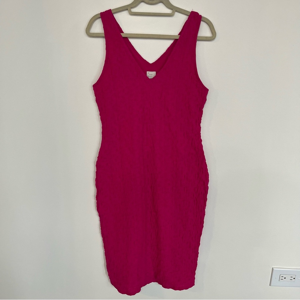 A New Day Women's Puckered Knit Dress Pink Small
